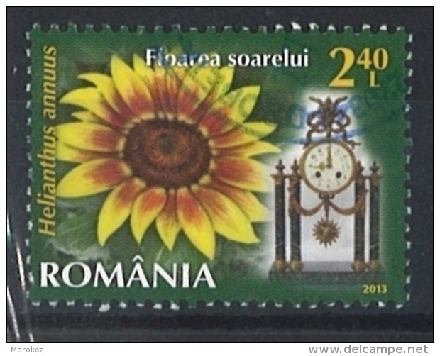 ROMANIA 2013 Flora - Clocks & Flowers; Common Sunflower (Helianthus Annuus) Postally Used MICHEL # 6676 - Oblitérés