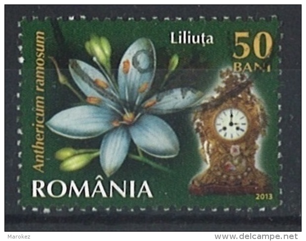 ROMANIA 2013 Flora - Clocks & Flowers; Branched St. Bernard's Lily (Anthericum Ramosum) Postally Used MICHEL # 6715 - Used Stamps