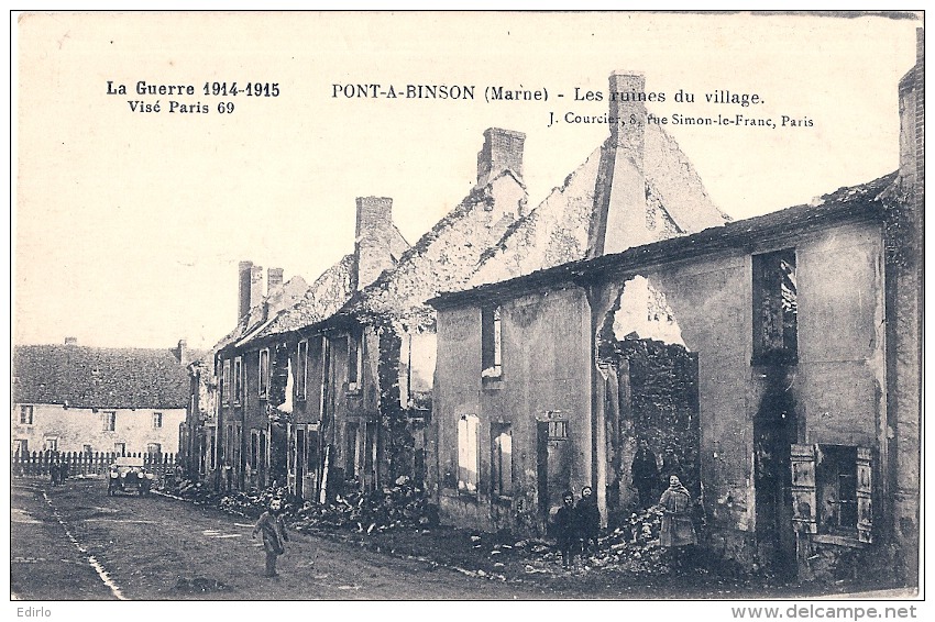 PONT A BINSON  Les Ruines Du Village  écrite 1916 TTB - Other & Unclassified