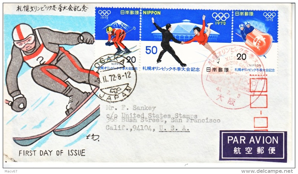 JAPAN  FDC  COVER    OLYMPICS  GAMES  WINTER - Winter 1972: Sapporo