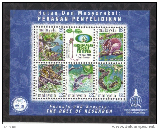 18H : Malaysia International Forestry Conference,bird,leopard,butterfly,fish,loris,snake Miniature Sheet, MS - Malaysia (1964-...)