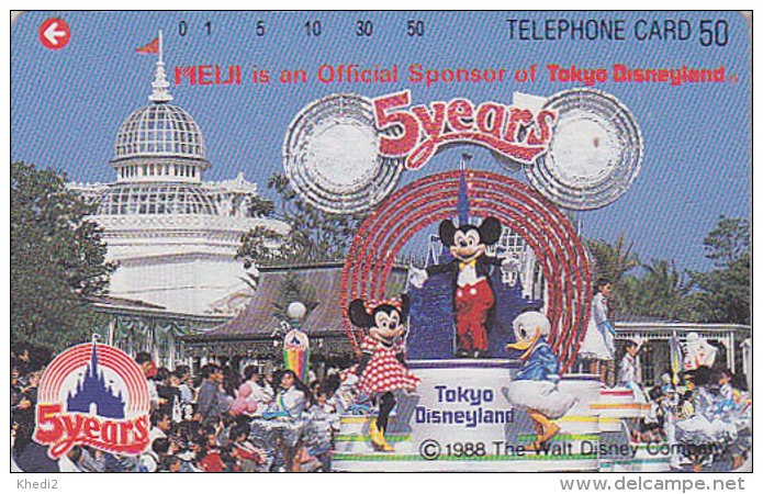 Télécarte NEUVE JAPON / 110-49824 - DISNEY - 5 YEARS Disneyland - MICKEY MINNIE DONALD * MEIJI * - JAPAN MINT Phonecard - Disney