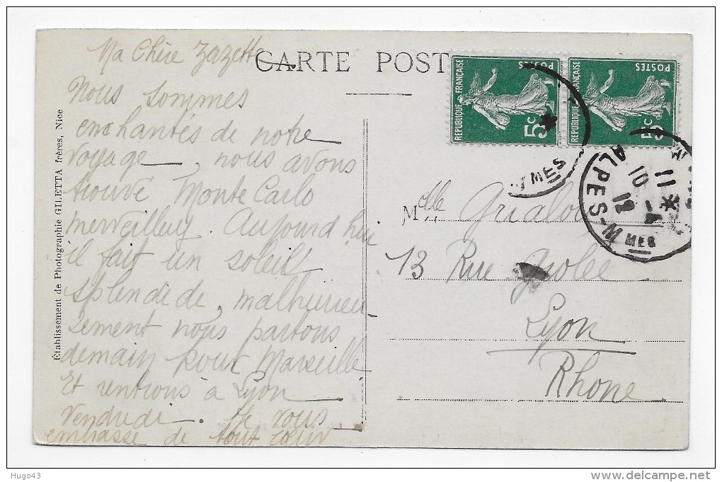 (RECTO / VERSO)  MONTE CARLO EN 1912 - N° 705 - LE THEATRE - BEAU CACHET - CPA - Teatro De ópera