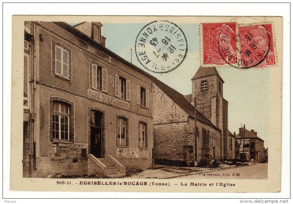 Cpa N° 900-11 EGRISELLES LE BOCAGE La Mairie Et L´ Eglise - Egriselles Le Bocage