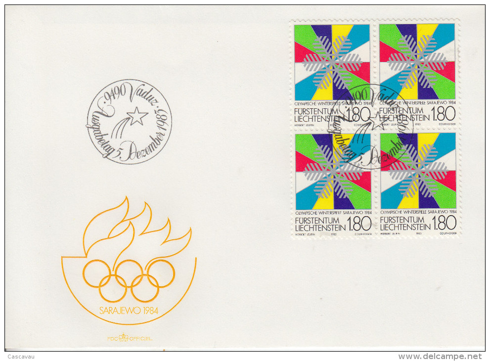 Enveloppe  FDC  1er  Jour   LIECHTENSTEIN    Jeux   Olympiques   SARAJEVO   1984 - Invierno 1984: Sarajevo