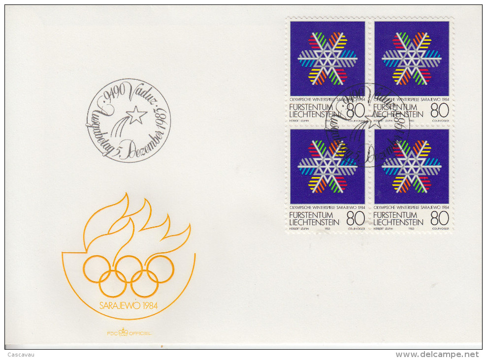 Enveloppe  FDC  1er  Jour   LIECHTENSTEIN    Jeux   Olympiques   SARAJEVO   1984 - Winter 1984: Sarajevo