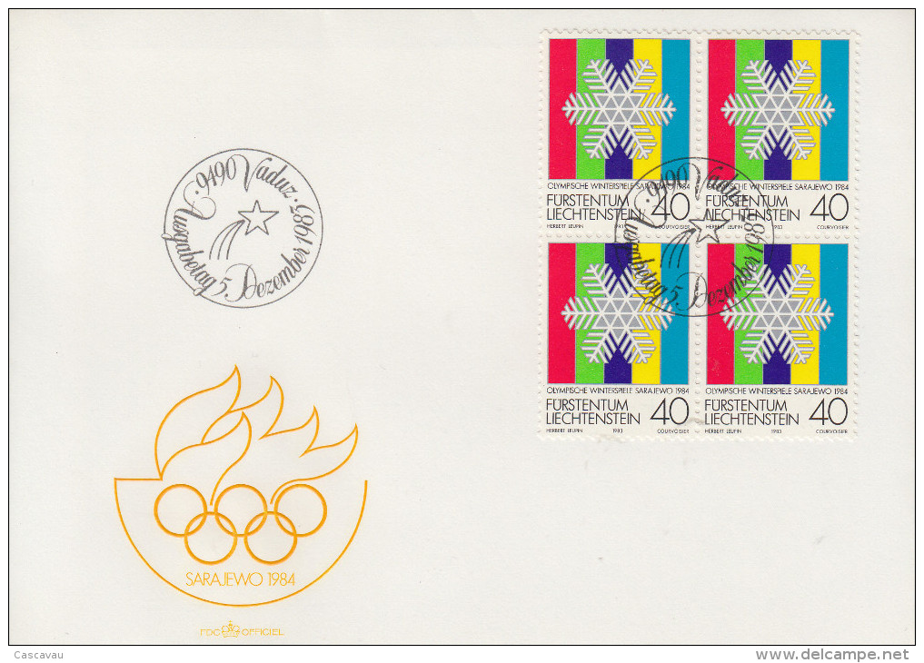 Enveloppe  FDC  1er  Jour   LIECHTENSTEIN    Jeux   Olympiques   SARAJEVO   1984 - Winter 1984: Sarajevo