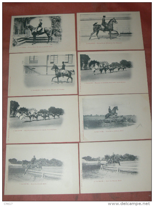 SAUMUR 1900  LOT 8 CPA N°1 A 8  / ECUYER / VOLTIGE / SAUT  / EQUITATION / EDIT FR.VOELCKER A SAUMUR - Saumur