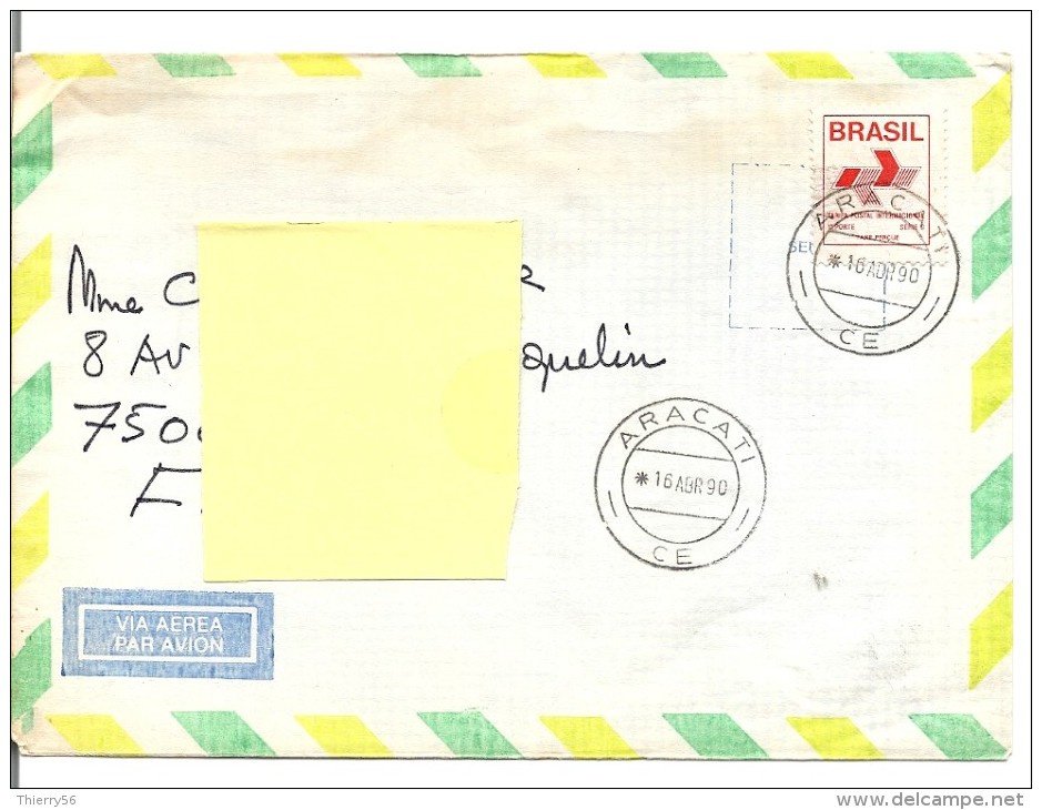 Lettre Cachet Postal  Aracati 1990 Brésil Brasil - Covers & Documents