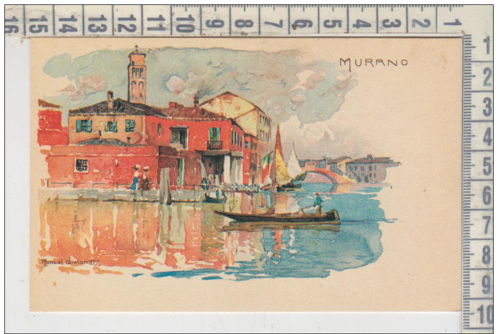 MURANO VENEZIA ILLUSTRAZIONE FIRMATA MANUEL WIELANDT FP Riproduzione - Venezia