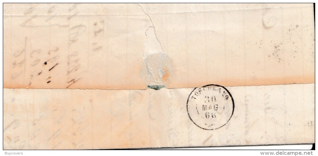 C507 - Lettera Del 30 Maggio 1866 Da BRESCIA A Toscolano Con Cent.20 Su 15 , 3° Tipo . Leggi ... - Storia Postale