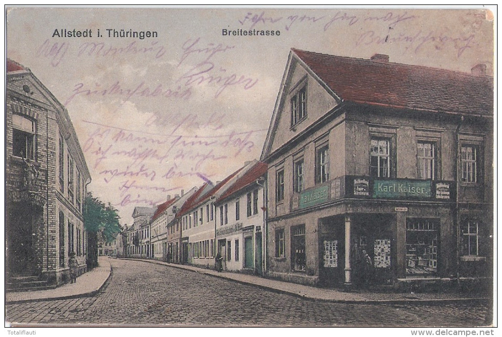 ALLSTEDT Süd Harz Breite Straße Ecke Gerstenstr Karl Kaiser Ansichtskarten Handlung 11.9.1926 Gelaufen - Mansfeld