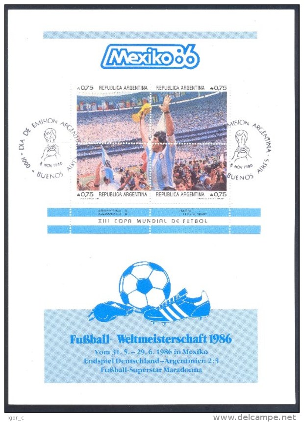 Argentina 1986 Card: Football Fussball Calcio Soccer: World Cup 1986 Weltmeisterschaft Final Argentina Germany Maradona - Sonstige & Ohne Zuordnung