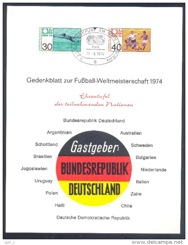 Germany 1974 Folder: Football Fussball Calcio Soccer: World Cup 1974; Weltmeisterschaft FIFA Kongress; Participating - 1974 – Germania Ovest