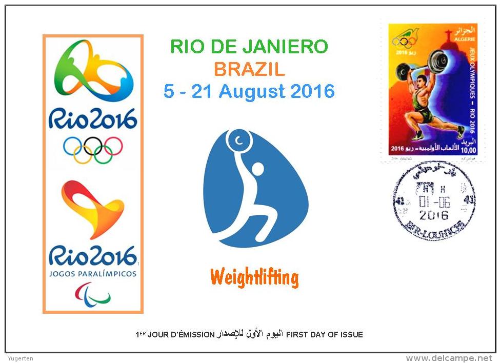 ALGERIE ALGERIA 2016 - FDC Olympic Games Rio 2016 Weightlifting Olympische Spiele Olímpicos Olympics Weightlifting - Summer 2016: Rio De Janeiro