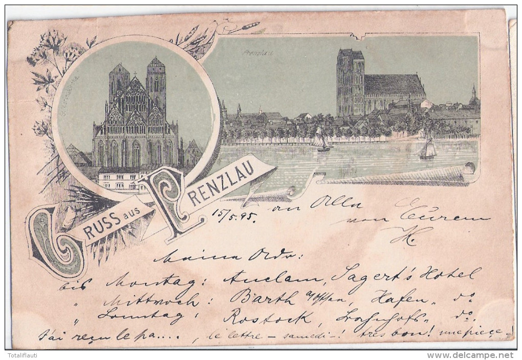 Gruss Aus PRENZLAU Federstrich Litho Vorläufer 16.5.1895 Gelaufen - Prenzlau