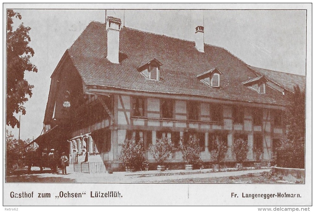 LÜTZELFLÜH &#8594; Gasthof Zum "Ochsen" (Fr. Langenegger-Hofmann) Mit Gästen & Trachten, Ca.1930 - Lützelflüh