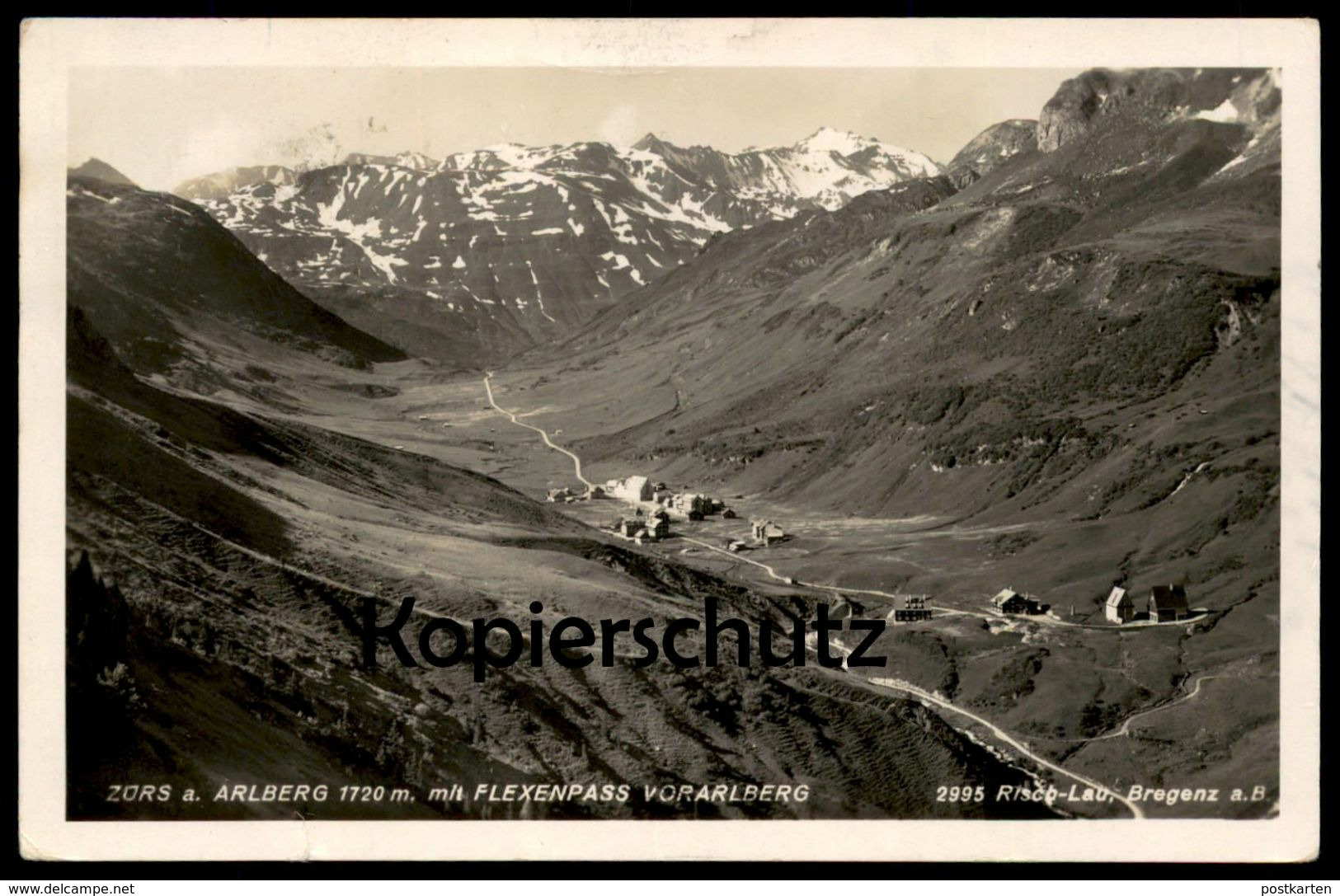 ALTE POSTKARTE ZÜRS AM ARLBERG 1720 M MIT FLEXENPASS VORARLBERG Risch-Lau Cpa Postcard AK Ansichtskarte - Zürs