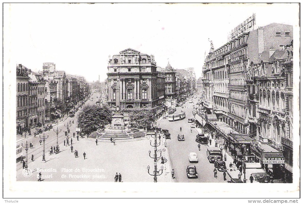 Bruxelles-Brussel-1952-Place De Brouckère-Tram-Tramway-vieilles Voitures-Pub. Bière Vandenheuvel-Oblitération Athus-scan - Public Transport (surface)