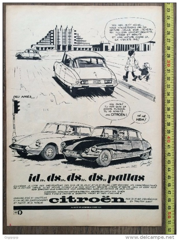 PUB PUBLICITE AUTO CITROEN ID 19 DS PALLAS MAGNIFIQUEMENT ILLUSTREE PAR JEAN LUC - Collections