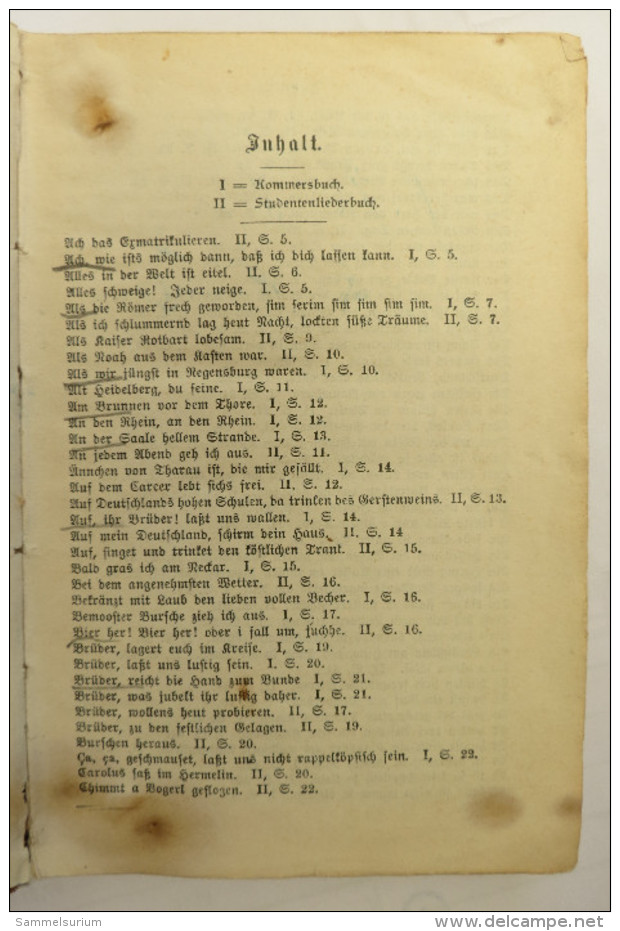 "Kommersbuch" 1. Und 2. Teil, Studentenliederbuch, Lieder Fahrender Schüler, Von 1897 - Musik