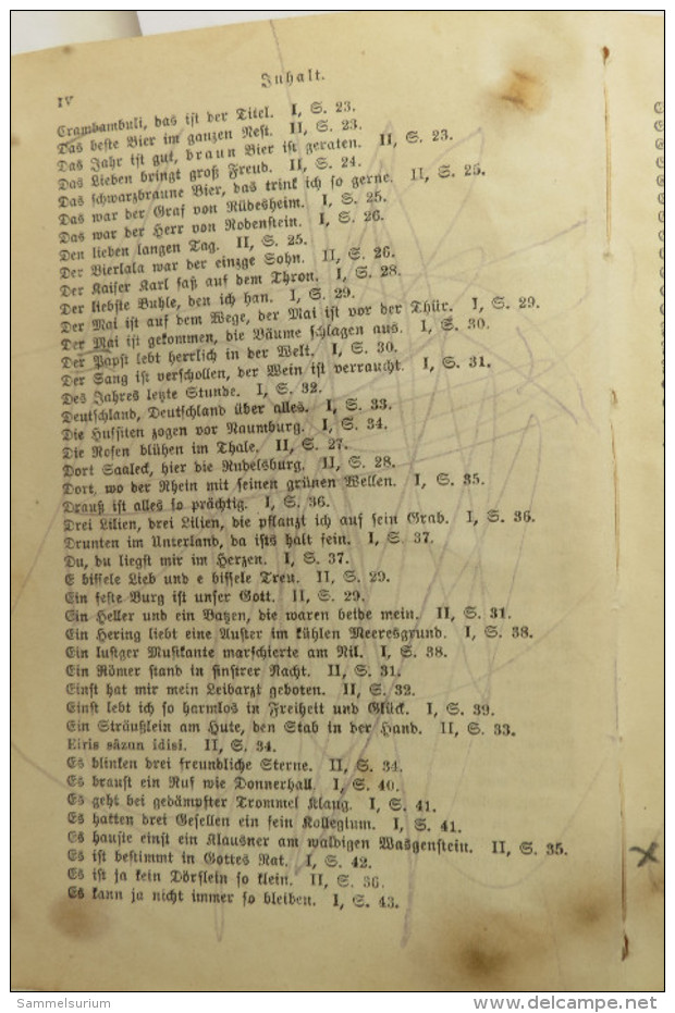 "Kommersbuch" 1. Und 2. Teil, Studentenliederbuch, Lieder Fahrender Schüler, Von 1897 - Música