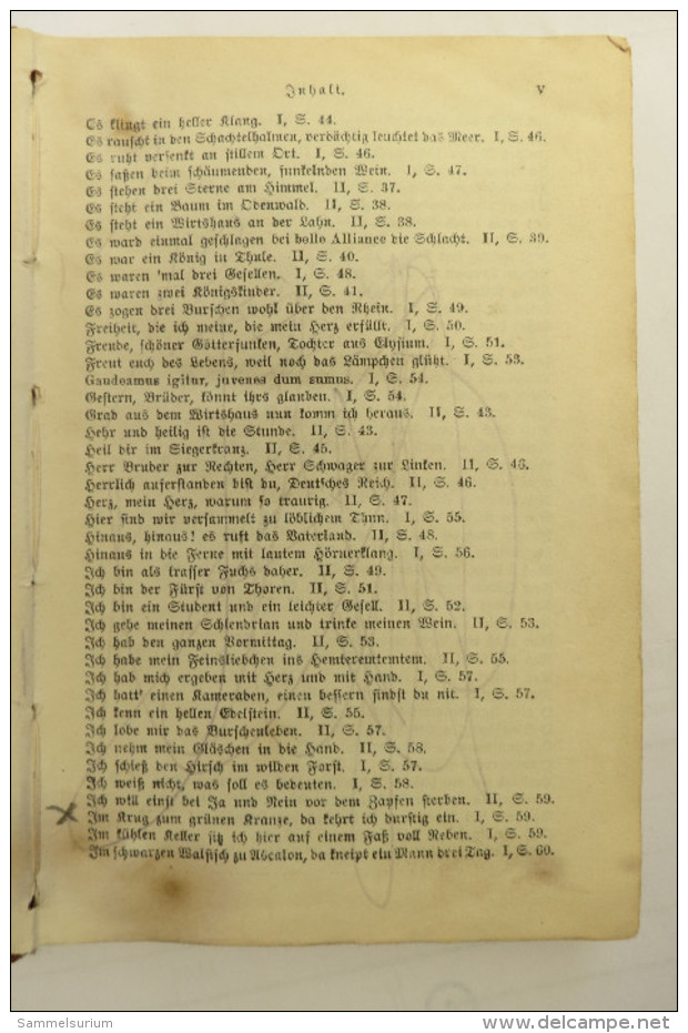 "Kommersbuch" 1. Und 2. Teil, Studentenliederbuch, Lieder Fahrender Schüler, Von 1897 - Música