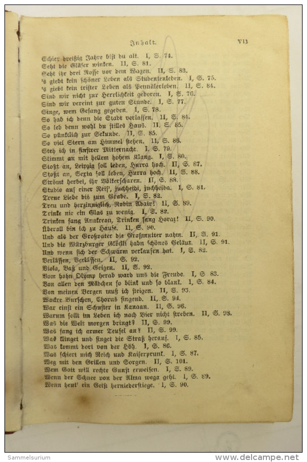 "Kommersbuch" 1. und 2. Teil, Studentenliederbuch, Lieder fahrender Schüler, von 1897