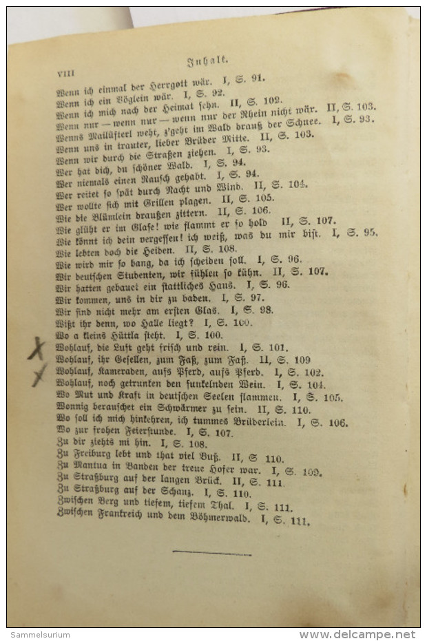 "Kommersbuch" 1. und 2. Teil, Studentenliederbuch, Lieder fahrender Schüler, von 1897