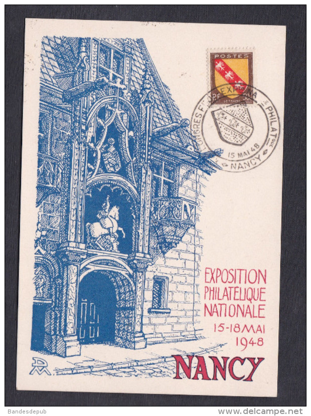 Exposition Philatelique Nancy Mai 1948 Cachet Commemoratif Sur Marianne Dulac 682 693 Et Lorraine 757 - Cachets Commémoratifs