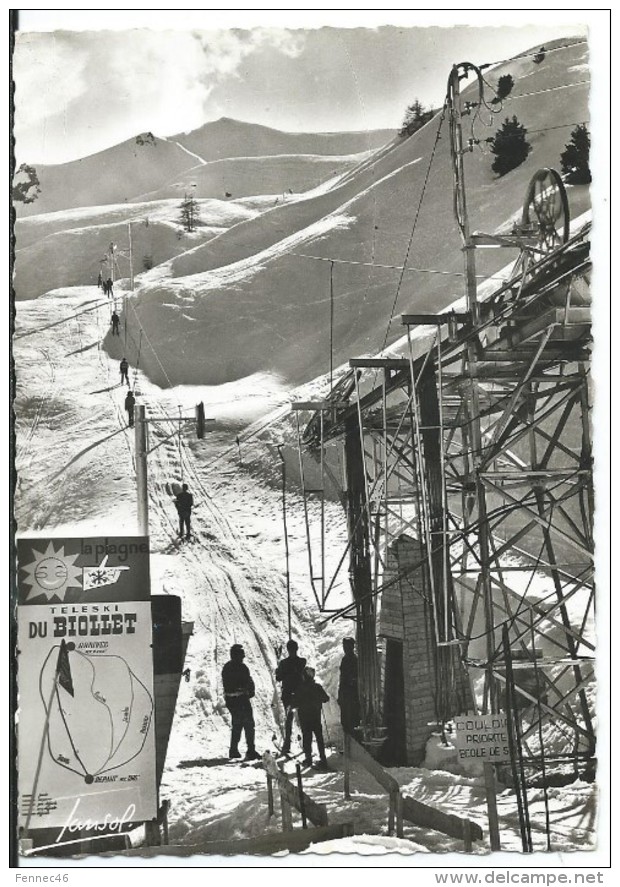 CPSM- LA PLAGNE - Départ Du Téleski Du Biollet - Animée - 1954 (U112) - Autres & Non Classés