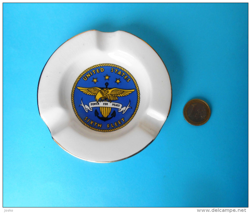 UNITED STATES ... U.S. NAVY - SIXTH FLEET - Nice Porcelain Ashtray Made In Italy * Aschenbecher Posacenere Marine Marina - Boats