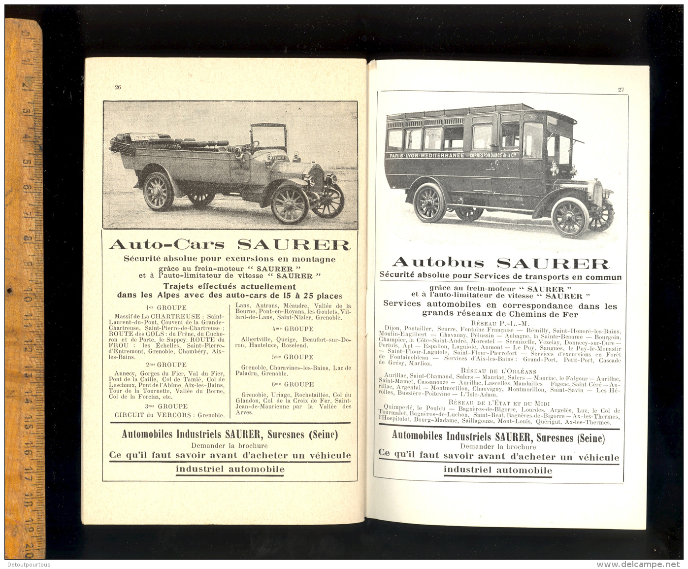 Chemins De Fer PLM : Excursions En Dauphiné 1913 / Publicités Dont Auto Cars Saurer Autocars Autocar Car Bus - Dépliants Turistici