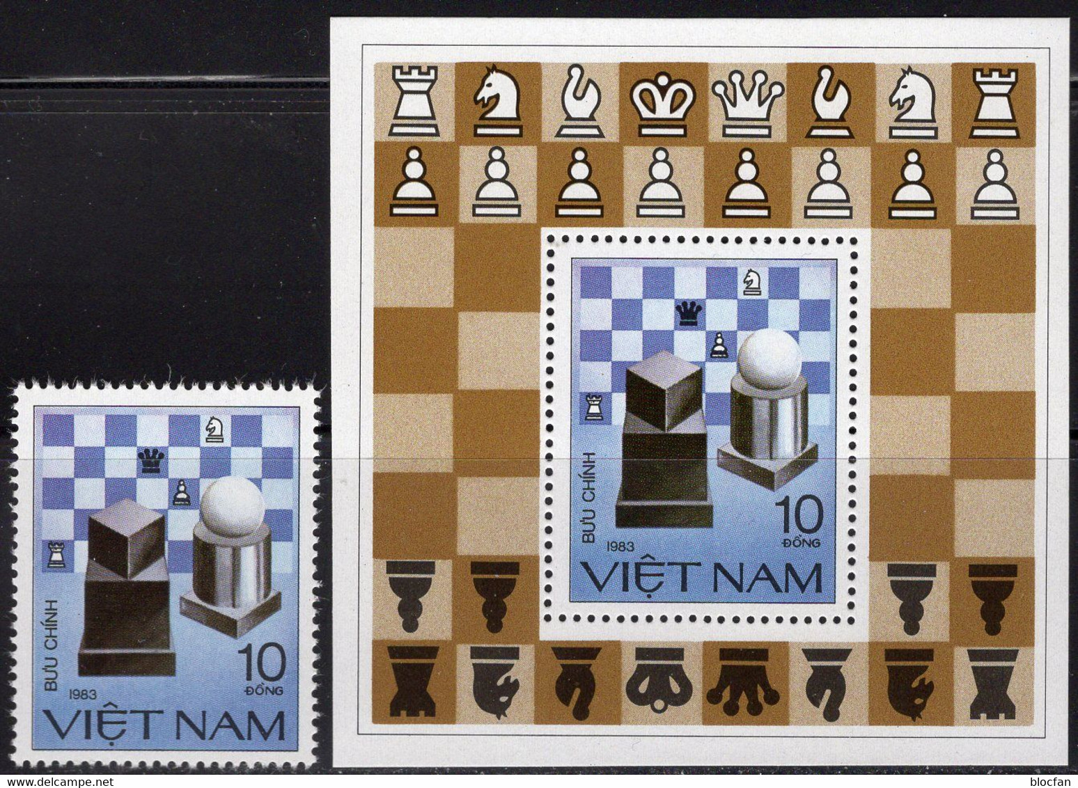 Schachfigur 1983 Vietnam 1342+Bl.18 ** 16€ Modernes Schachbrett S/s Bloque Chess Bloc Sheet M/s History Bf Viet Nam - Viêt-Nam