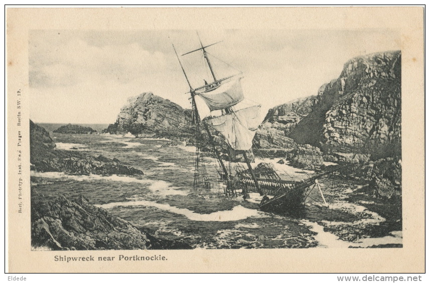 Shipwreck Near Portknockie  Phototypie Rob. Prager Berlin Naufrage Voilier - Moray