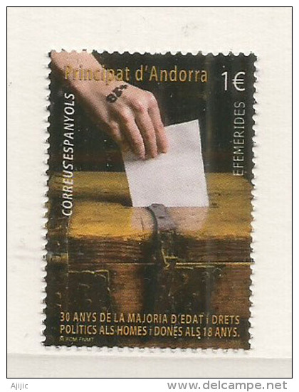 Vote à 18 Ans En 1985, Un Timbre-poste Neuf **,  émission Année 2015. AND.ESP - Unused Stamps