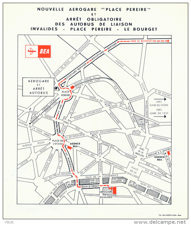 British European Airways (BEA) : Navette Cars Paris - Le Bourget En 30 Minutes, Nouvelle Aérogare Place Perreire - Horarios