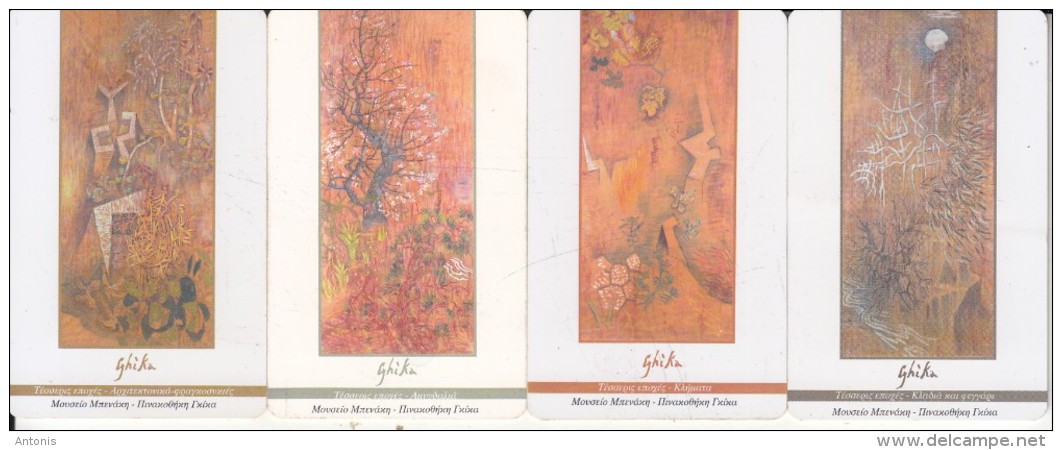 GREECE - Set Of 4 Cards, Four Seasons, Painting/Ghikas, 02/04, Used - Jahreszeiten