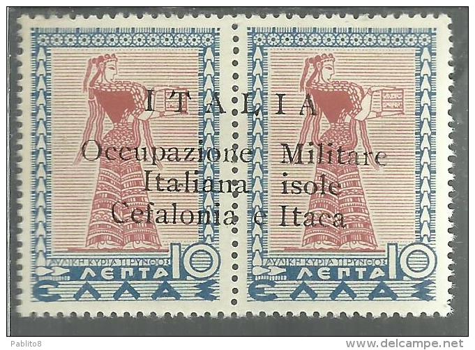 OCCUPAZIONE ITALIANA CEFALONIA E ITACA 1941 L 10 + 10 LEPTA MNH - Cefalonia & Itaca