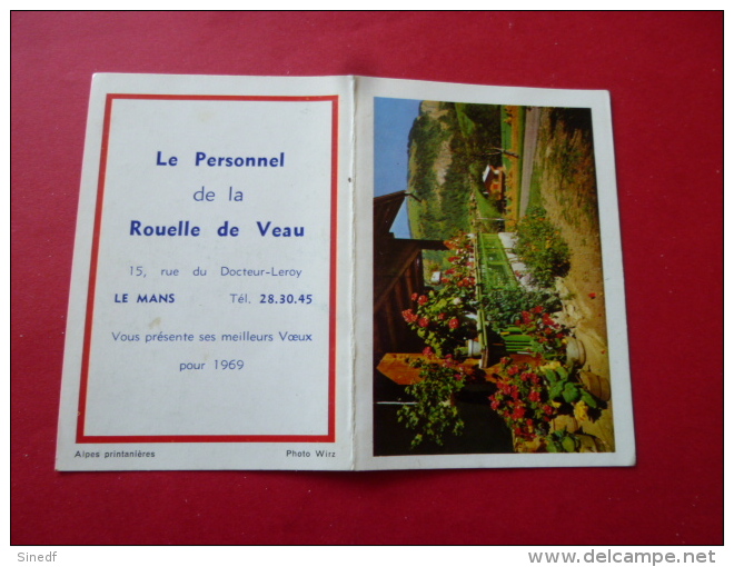 Calendrier De Poche Publicitaire 1969 LE MANS Boucherie Charcuterie ROUELLE DE VEAU Rue Docteur Leroy     SARTHE  Alpes - Petit Format : 1961-70