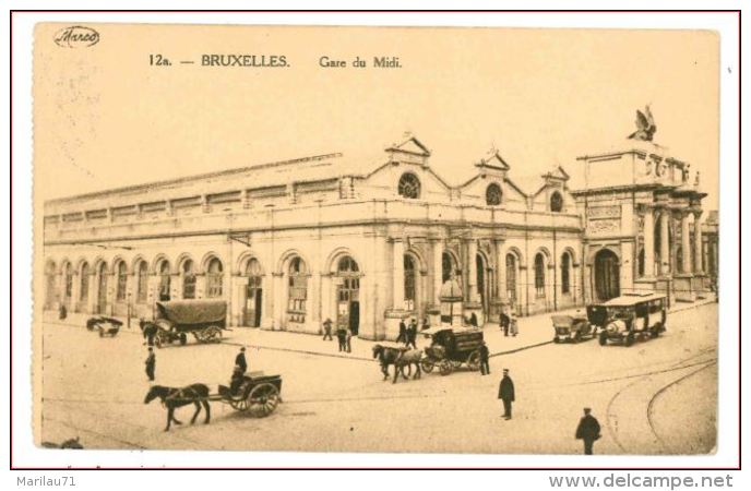 M3794 BELGIO BRUXELLES STAZIONE GARE DU MIDI 1923 VIAGGIATA - Ferrovie, Stazioni