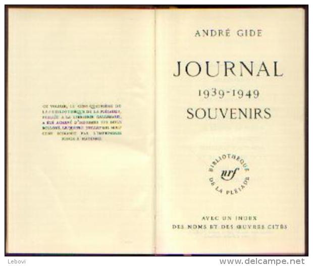 La Pléiade - ANDRE GIDE - Journal 1939-1949 - Souvenirs - La Pléiade