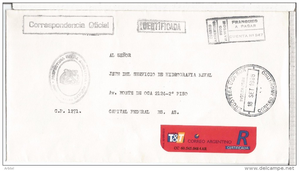 ARGENTINA CC CORREO OFICIAL NAVAL PUERTO RAWSON - Oficiales