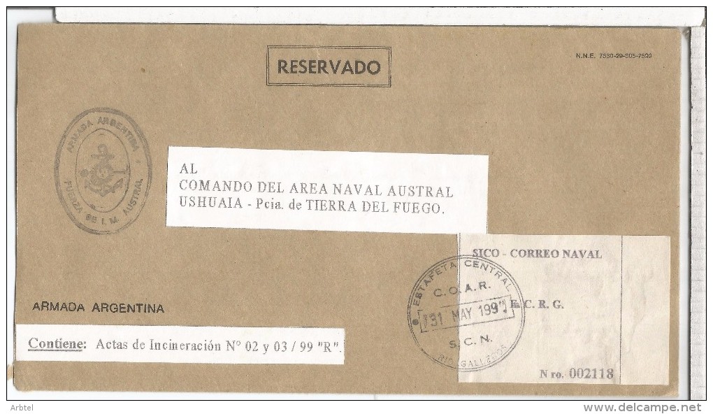 ARGENTINA CC CORREO OFICIAL NAVAL FUERZA DE LA INFANTERIA DE MARINA AUSTRAL - Service