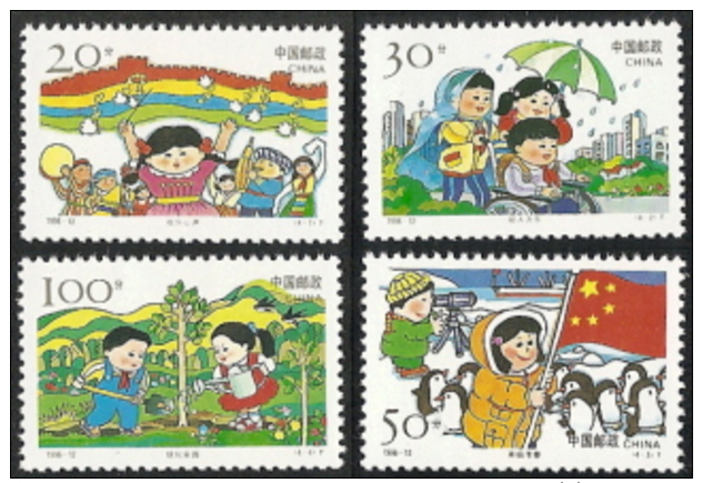 China (PRC),  Scott 2016 # 2682-2685,  Issued 1996,  Set Of 4,  MNH,  Cat $ 1.35,   Children - Neufs