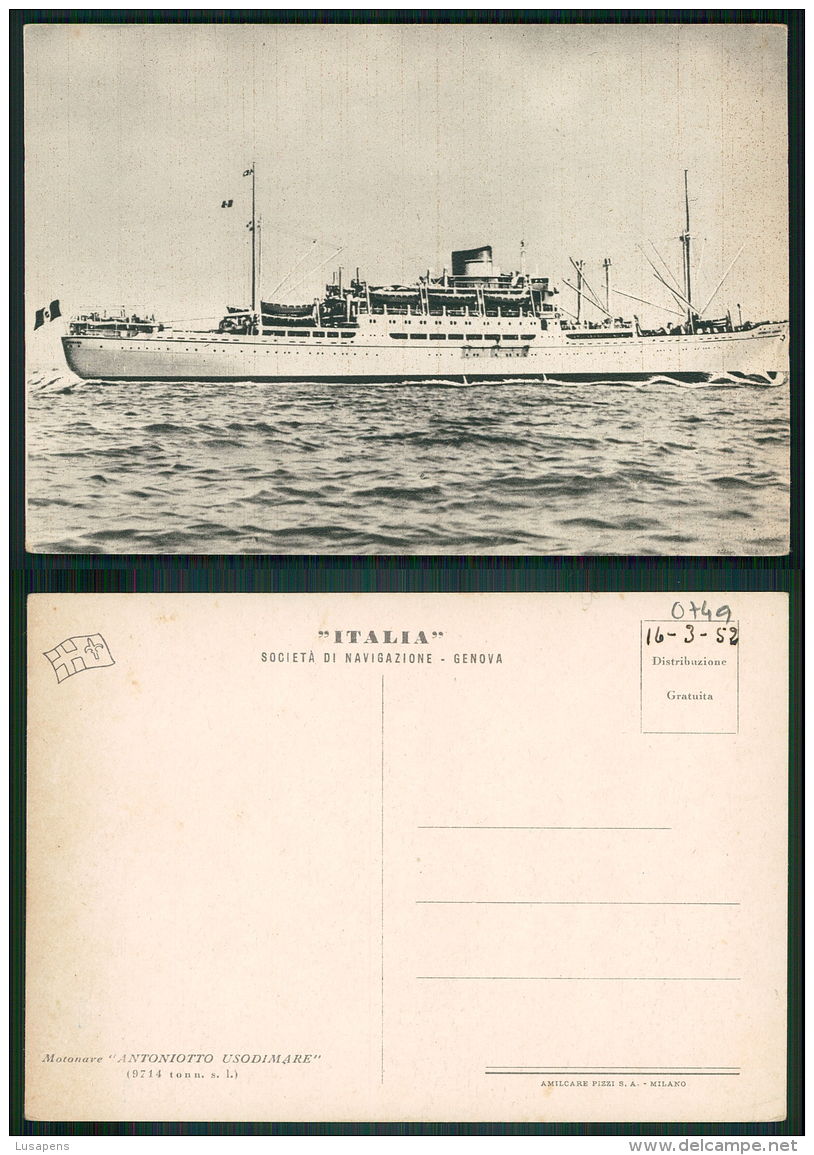 BARCOS SHIP BATEAU PAQUEBOT STEAMER [BARCOS #0749] - ITALIA - MOTONAVE ANTONIOTTO USODIMARE - Steamers