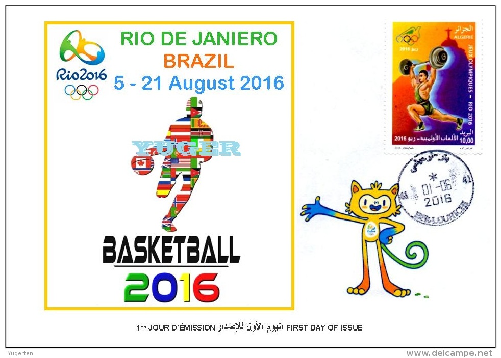 ALGERIE ALGERIA 2016 - FDC Olympic Games Rio 2016 Basketball Olympische Spiele Olímpicos Olympics Baloncesto - Eté 2016: Rio De Janeiro