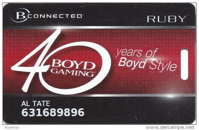 Boyd Gaming Casinos Slot Card - 40 Year Anniversary Ruby Card - Casino Cards