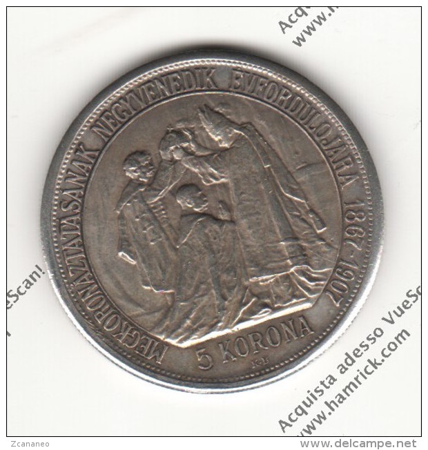 RIPRODUZIONE MONETA DA 5 KORONA UNGHERIA/AUSTRIA DEL 1907 DI FRANZ JOSEPH - MONETA FALSA - - Fausses Monnaies