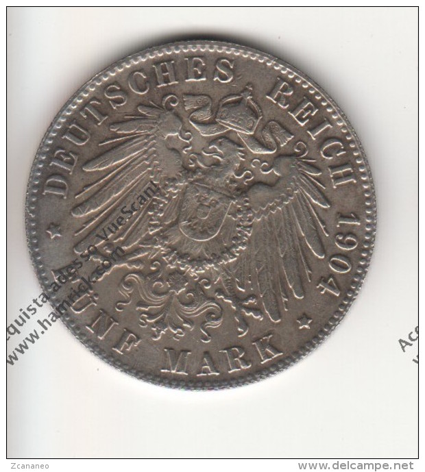 RIPRODUZIONE MONETA DEL 1904 GERMANIA 5 FUNF MARK  - MONETA FALSA - - Fausses Monnaies